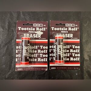 Lot of 2 1980s Tootsie Roll Erasers NOS